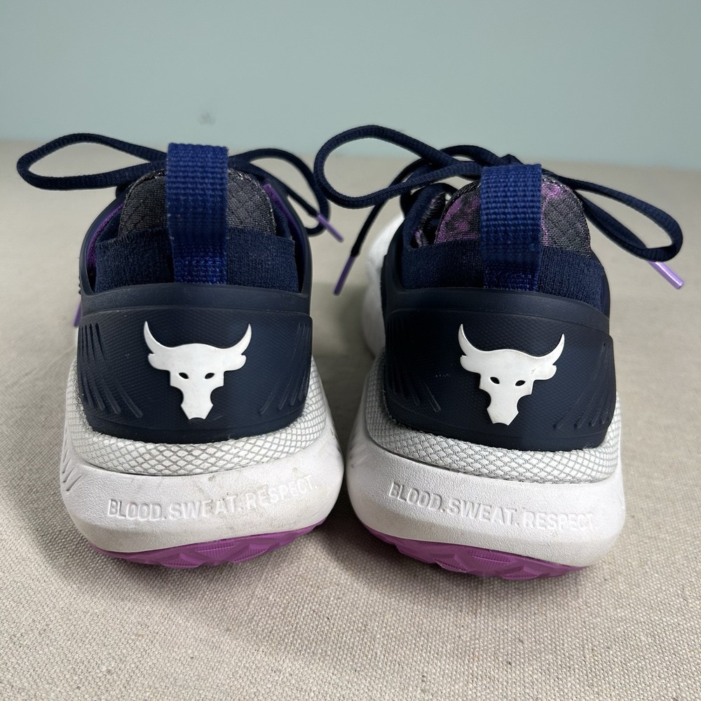 Size 9 - Under Armour Project Rock 5 Disrupt White Midnight Navy W - Picture 5 of 10